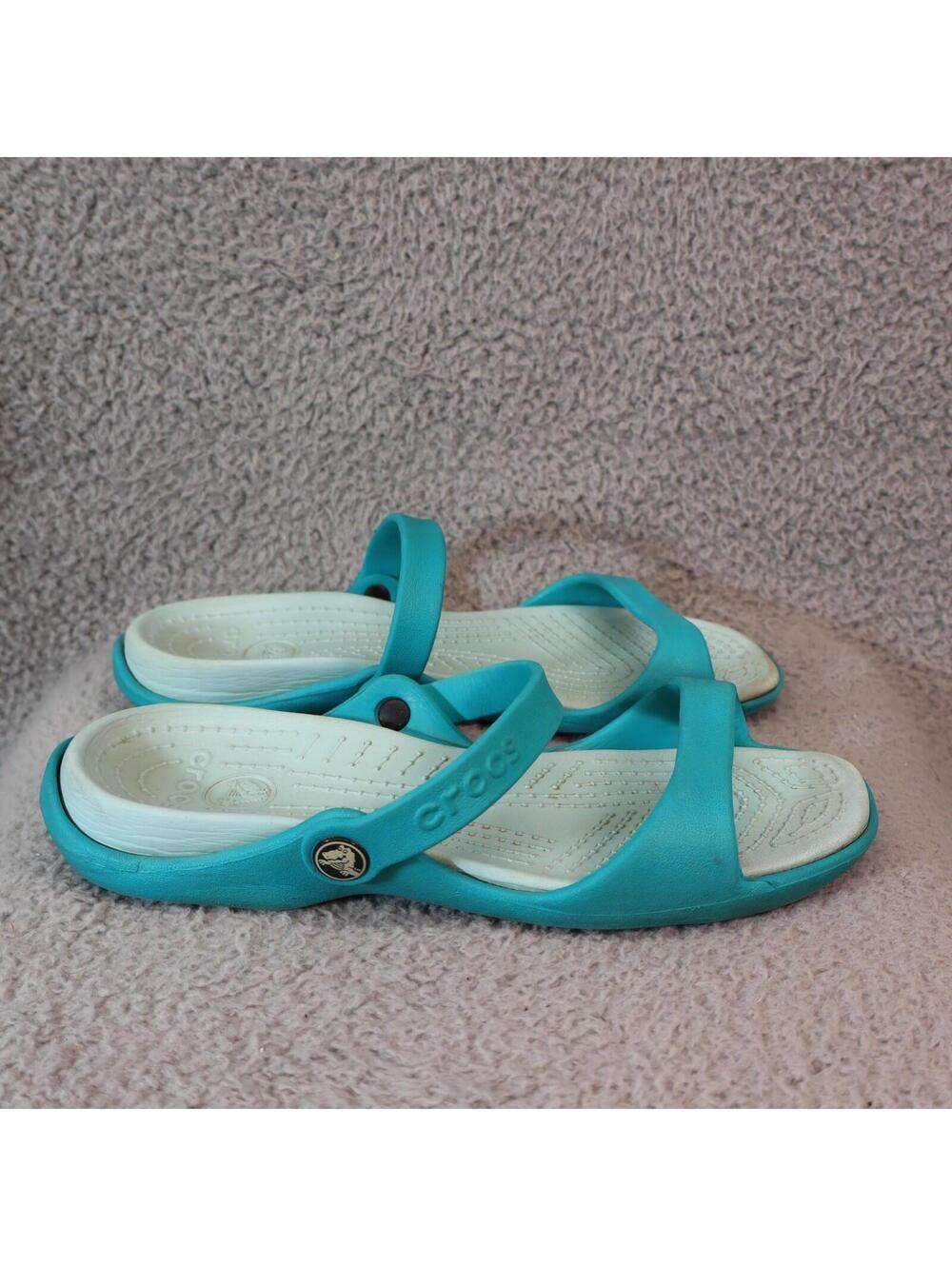 Crocs Cleo Slide Sandals Green Women Size 8 Slip On Flat - Picture 4 of 8